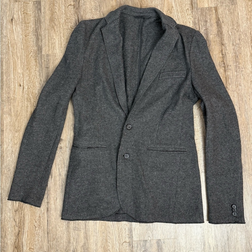 Zara Dark Gray Wool-Blend Blazer Jacket